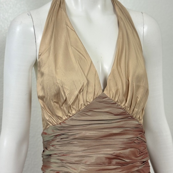 Talbots Gold and Brown Halter Dress Silk Dress Size 16. F40 - Picture 6 of 13